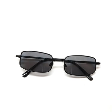 Authentic Vintage 1997 Narrow Black Rectangle Deadstock Wire Frame Sunglasses 
