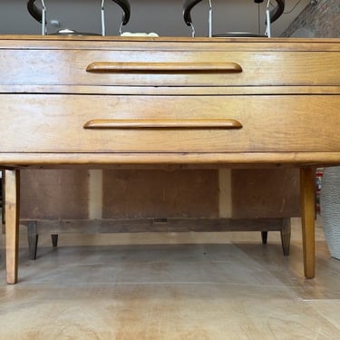 1940s 2 Drawer Solid Maple Console Table