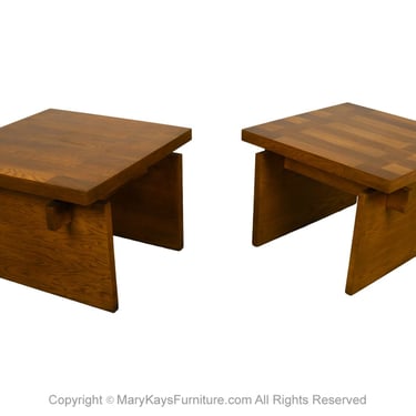 Pair Mid-Century Lane Brutalist End Tables