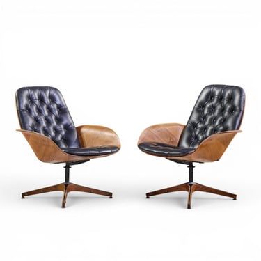 George Mulhauser for Plycraft Mrs. Chair Mid Century Lounge Chairs - Pair - mcm 