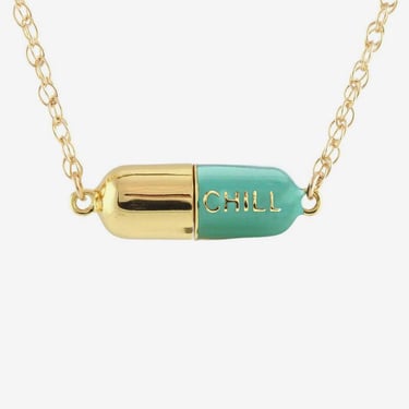 Kris Nations - Big Chill Pill Chain Necklace 18K Gold Vermeil - Turquoise