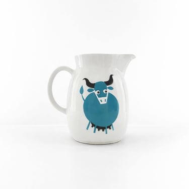 Arabia Finland Blue Heluna Bull Cow Steer Pitcher Milk Jug 