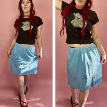 Vintage Pastel Blue Lacey Babydoll Fairy Grunge Half Slip Skirt Kawaii SM 