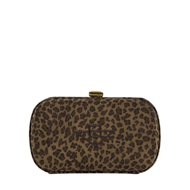 Bottega Veneta Vintage 1990s Leopard Print Nylon Box Clutch Bag