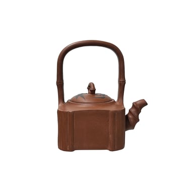 Vintage Chinese Brown Square Shape Zisha Clay Teapot Art Display JK294E 