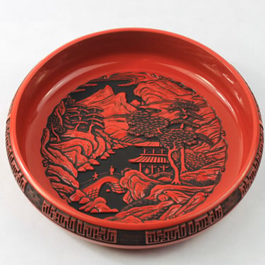 Chinese Resin Chinoiserie Cinnabar Lacquer Bowl 