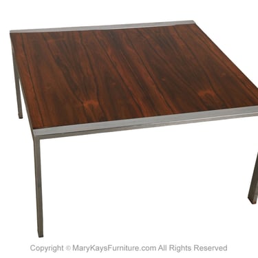 Mid Century Rosewood Chrome Square Milo Baughman Style Coffee Table