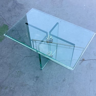 Glass Coffee Table With Cross Base Design