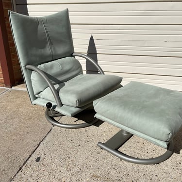 Vintage Postmodern Lounge Chair and Ottoman by Rolf Benz Model 418 Torino for BMP 