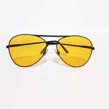Vintage Aviator Style Yellow Lens Sunglasses - Metal Frame 