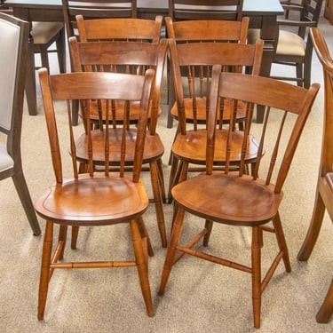 Nichols & Stone Set Of 6 Thumb-Back Maple Spindle Dining Chairs