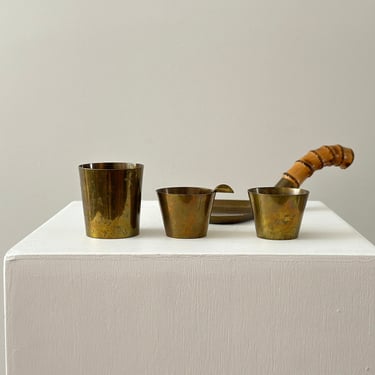 1960s – Schaefer Handarbeit copper with bamboo tray and copper cups and ashtray 