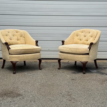 Vintage Pair of Henredon Low Back Club Chairs 