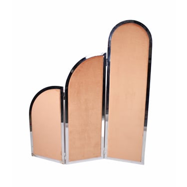 Mid-Century Modern Staggered Chrome Dressing Folding Screen by Arthur Umanoff