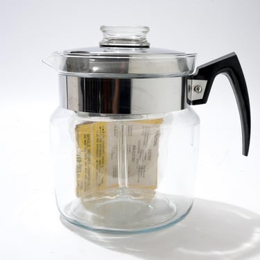 Vintage Stove Top Percolator Coffee Maker by Pyrex, Deluxe Percolator 8859B, 1980s 