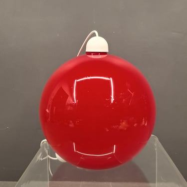 Vintage Red Glass Pendant Lamp, Yugoslavian Design 1980s, Space Age Hanging Light, Mid Century Modern Ceiling Lamp, 30 cm / 11.8 in 