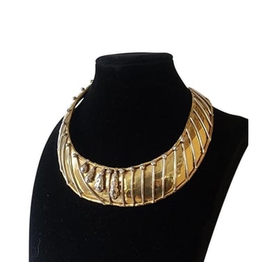 Vintage 60s 70s Luciano Bustamante Choker Mexico Brass Collar Necklace Brutalist Modernist 