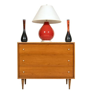 American Modernist 3-Drawer Walnut Dresser | Chest Accented in White