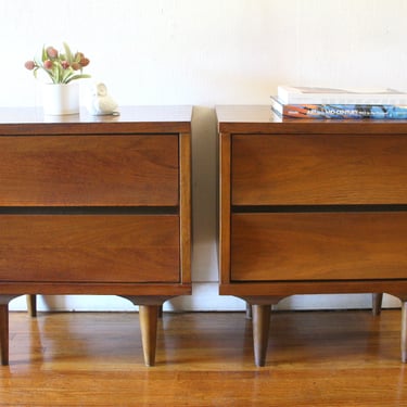 Mid Century Modern Side End Table Nightstands by Johnson Carper