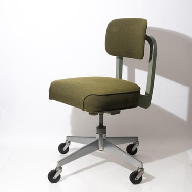 Vintage Steelcase Industrial Swivel Chair Mid Century Modern Olive Green Office Desk Task 