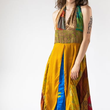Mixed Scarf Print Maxi Dress 