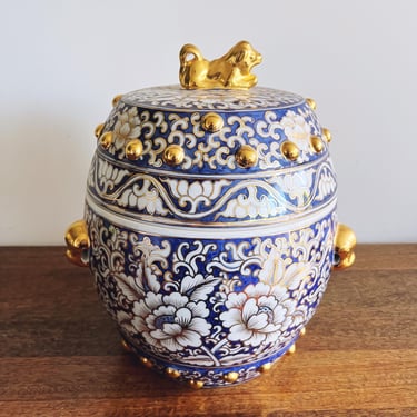 Vintage Thai ceremonial Buddhist temple porcelain hand-painted teapot 