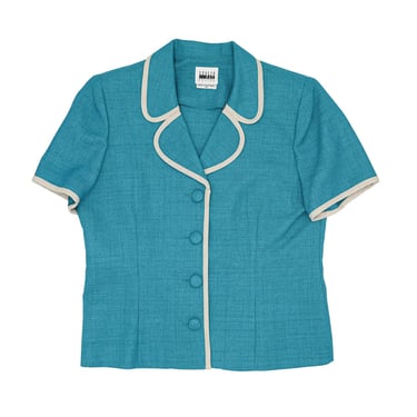 Vintage 80s Stylish Short Sleeve Collared Top Women's Casual Button Down Shirt Lightweight Summer Blouse Retro Workwear Top Everyday Chic 