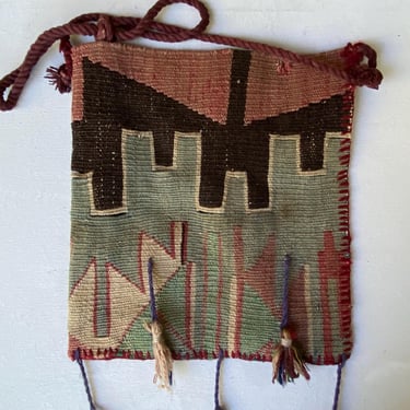 Vintage Kilim Crossbody Bag With Tassels, Tribal Pattern, Unlined with Slits 