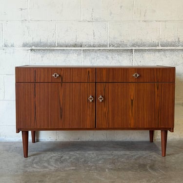 Rosewood Sideboard Credenza with Dual Doors and Two Drawers Mid-Century Modern 1960s 