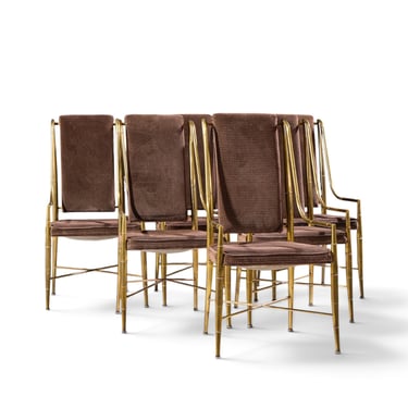 Warren Lloyd for Mastercraft Imperial Mid Century Brass Dining Chairs - Set of 6 - mcm 