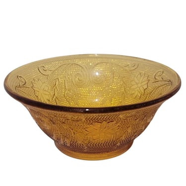 Mid Century Indiana Glass Tiara Bowl Brown Gold Amber Sandwich Glass 5.5" T12#12 