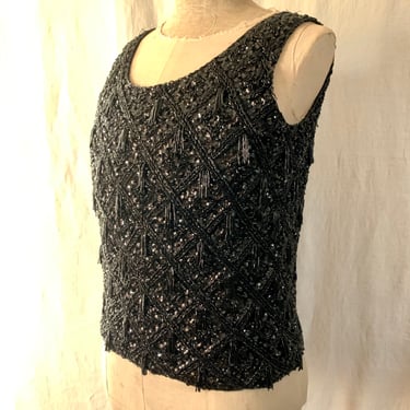 Vintage Beaded Top: 1950s Bonnie Original Hong Kong Cocktail Glamour 