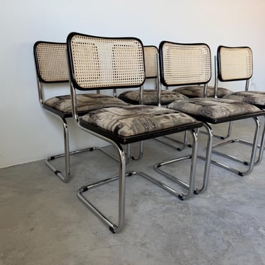 Vintage Italian Marcel Breuer-Style Cesca Chrome and Cane Dining Chairs – Set of 6 