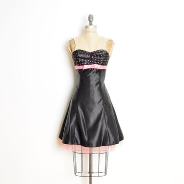 vintage Y2K prom party dress Jessica McClintock Gunne Sax black pink satin XS 