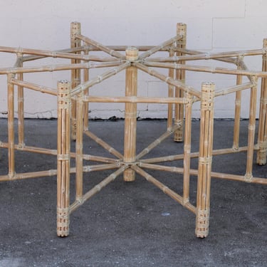 Large Genuine Vintage McGuire Octagonal Bamboo Dining Table Base for Round or Octagonal Glass Top 