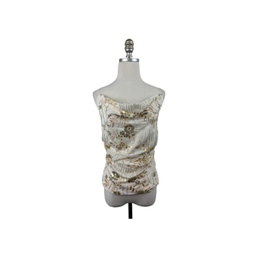 90s Off White Sequin Camisole Top 