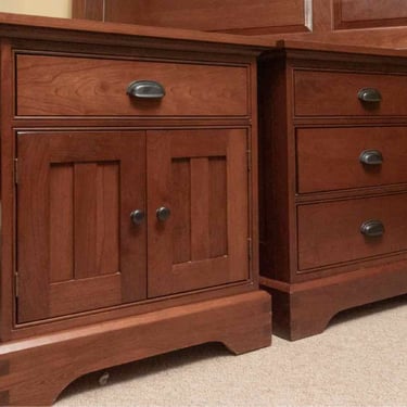 Pair of Mission Style Cherry Nightstands