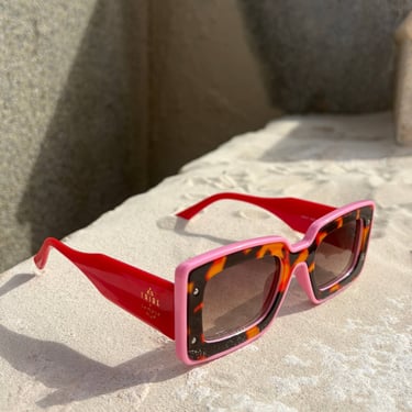 Deco Sunglasses: Pink + Red
