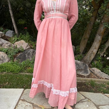 1970s Gunne Sax Prairie Dress with Lace Up Bust size Small Medium 