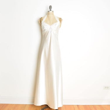vintage Y2K prom wedding dress Jessica McClintock Gunne Sax satin maxi gown XS S 
