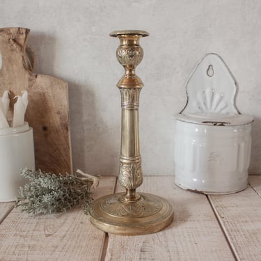 Antique French Gold-tone metal Candlestick Holder 