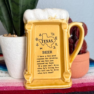 Vintage Ash Tray, Texas Theme, Beer Mug Design, Ceramic, Dresser Dish, Weed, CBD, 60s 70s 