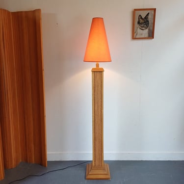 Bamboo &amp; Wood Square Column Standing Lamp