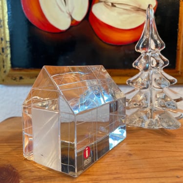 Vintage Iittala Green House Figure Signed Jorma Vennola | Iittala Crystal Village Sculpture 1996 138/3000 