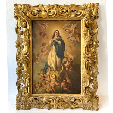 CARLO SCHWICKER Oil on Canvas Painting, The Immaculate Conception after Murillo