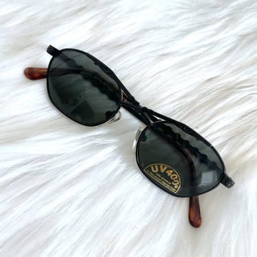 Vintage 90s Black Decorative Bridge Sunglasses 