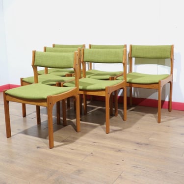 Mid Century Modern Vintage Teak Danish Dining Chairs by Ansager Mobler x 6 | Mid Century Modern Vintage Furniture 