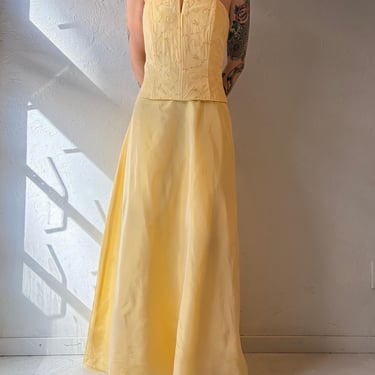 80s 'Gunne Sax' Yellow Strapless Prom Dress / Vintage 80s Formal Evening Dress/ Medium 