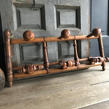 French Faux Bamboo Coat Hook, Double Tier, Mushroom Coat Hat Rack, 8 Hooks, Rustic French Farmhouse 