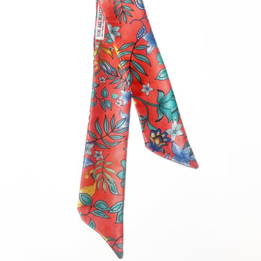 Floral Hair Ribbon - Red / Green / Teal / Yellow  - tie wrap / Tropical / Vacation / satin / printed / paisley wallpaper 